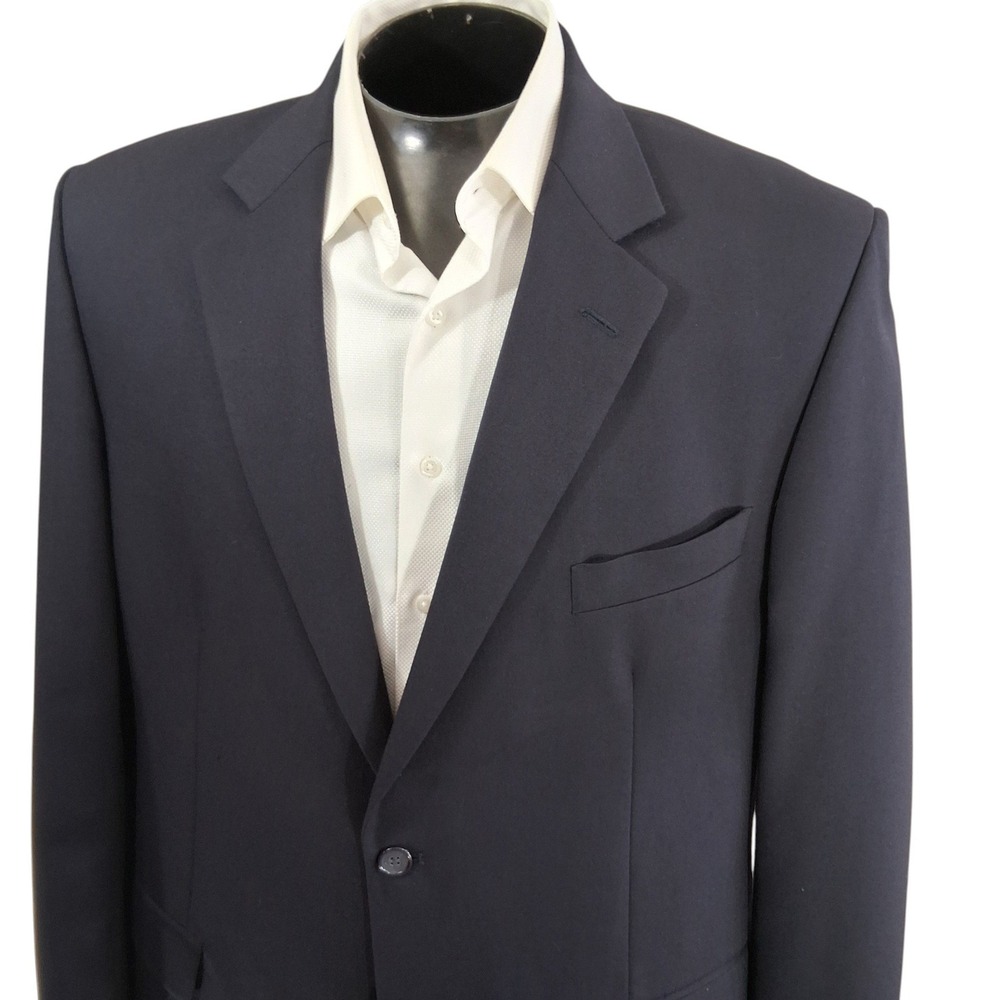 Botany 500 Blazer Mens 44R Navy Blue Classic Pure New Wool Sport‎ Coat
